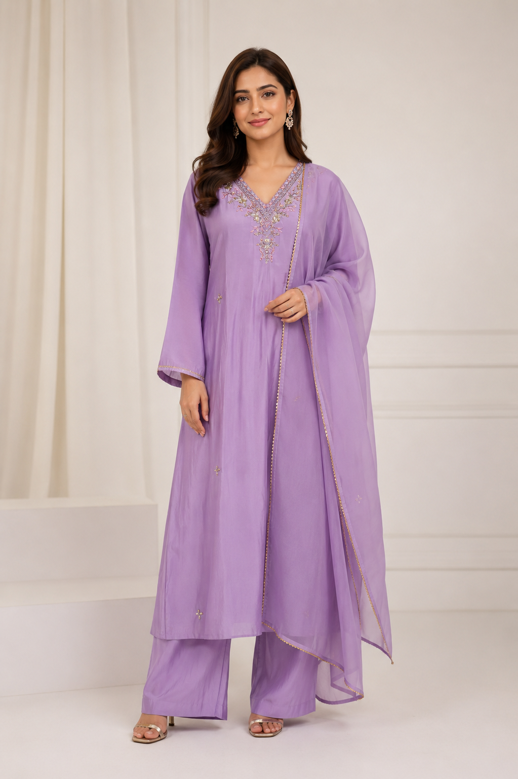 Lavender embroidery salwar suit