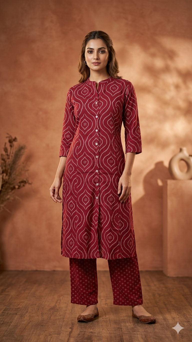 Maroon bandhini prints